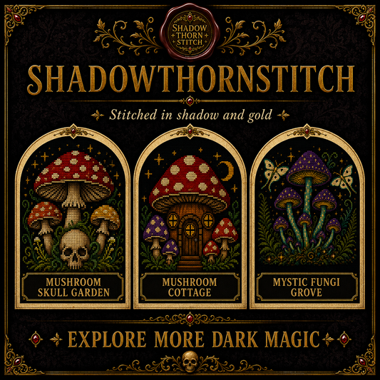 Gothic Mushroom cross stitch pattern bundle - 01-gothic-mushroom-cross-stitch-pattern-bundle