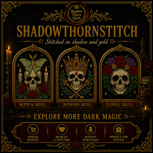 Gothic Skull cross stitch pattern bundle - 01-gothic-skull-cross-stitch-pattern-bundle