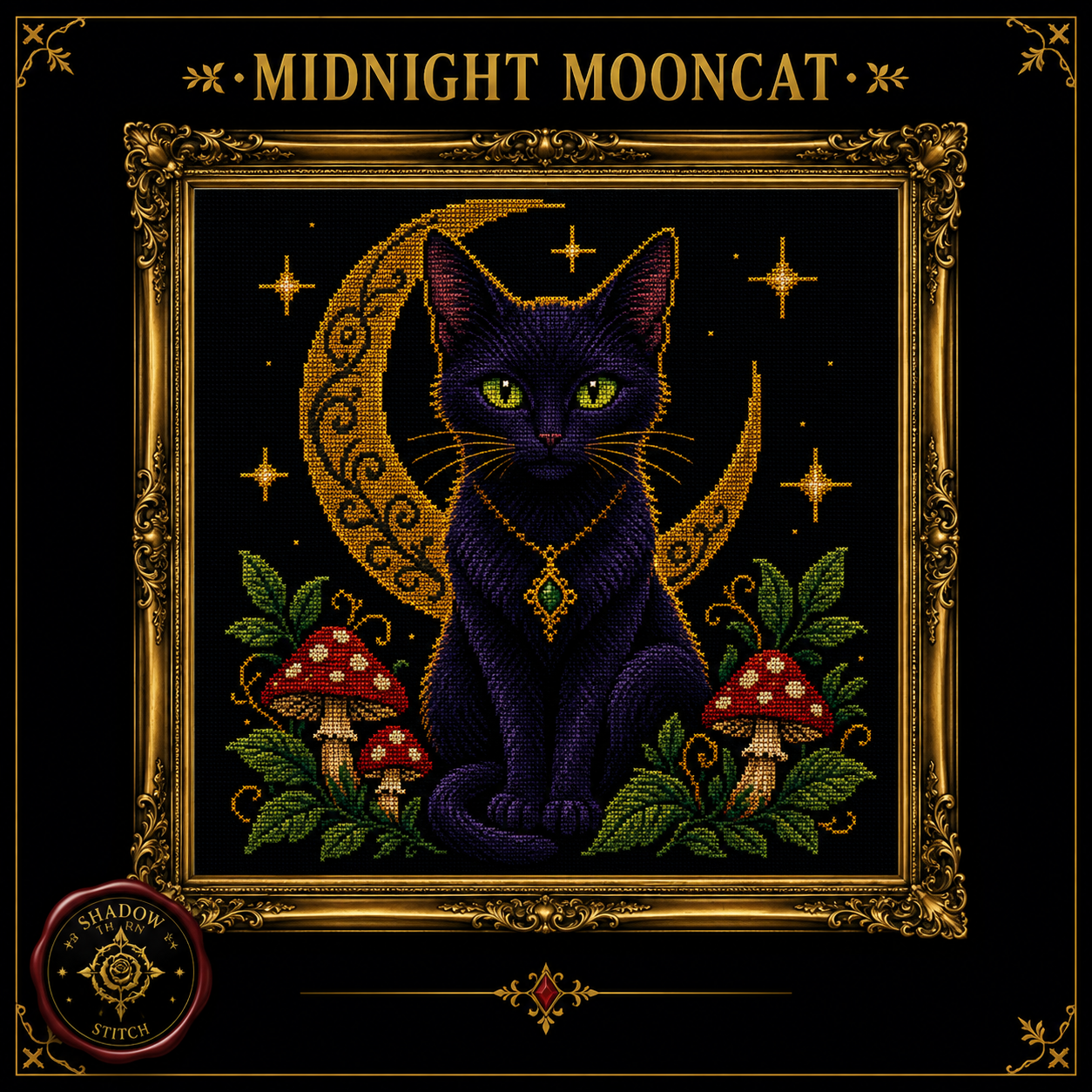 Black Cat cross stitch pattern bundle - 04-witch-familiar-cat-cross-stitch-pdf