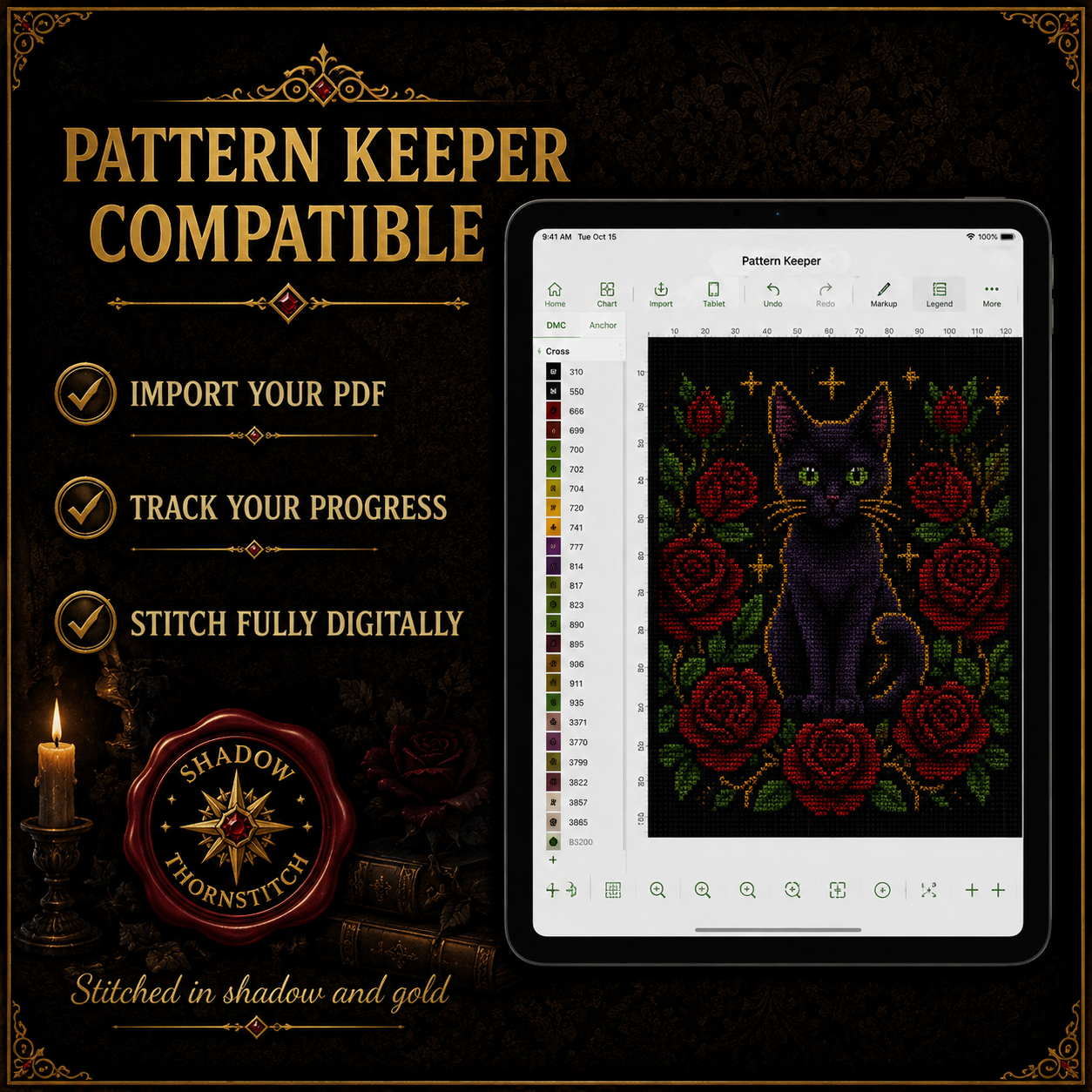 Black Cat cross stitch pattern bundle - 08-pattern-keeper-cat-cross-stitch