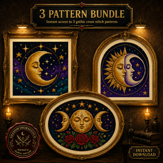 Celestial cross stitch pattern bundle - 01-moon-cross-stitch-pattern-bundle
