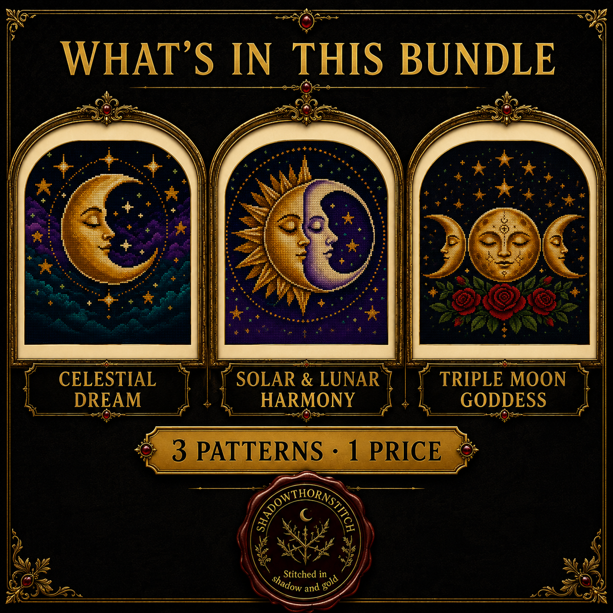 Celestial cross stitch pattern bundle - 02-celestial-cross-stitch-pattern-set