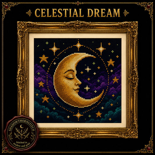 Celestial cross stitch pattern bundle - 03-crescent-moon-cross-stitch-pattern