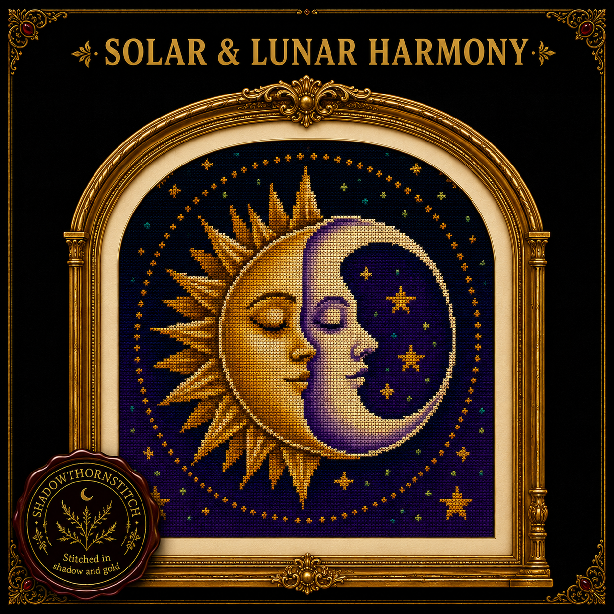 Celestial cross stitch pattern bundle - 05-sun-and-moon-cross-stitch-pattern