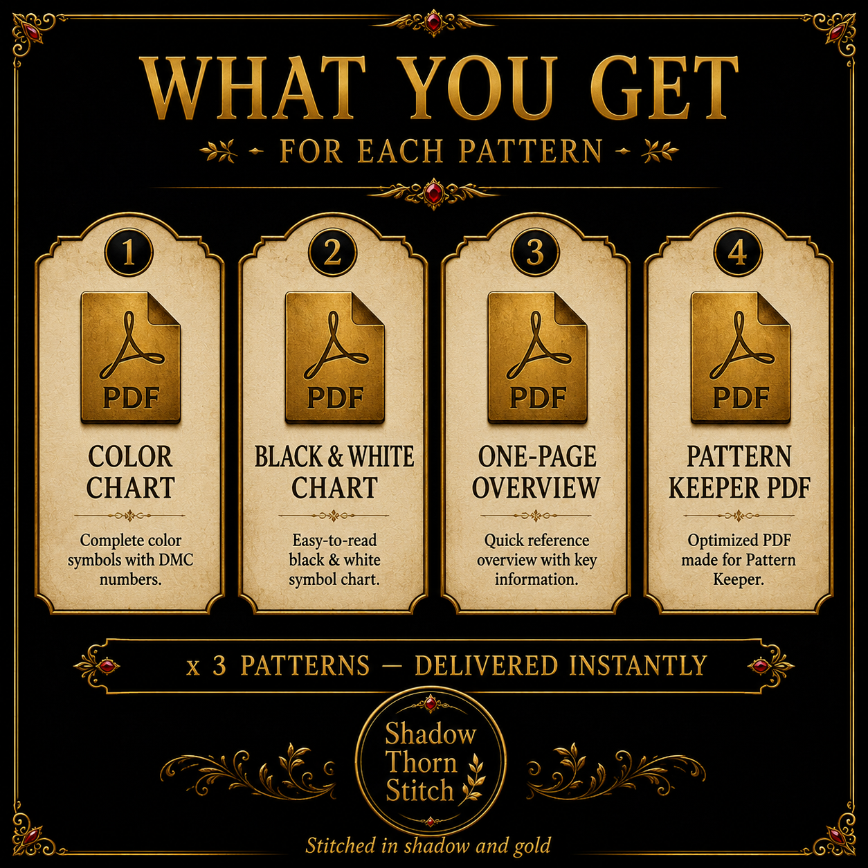 Gothic Raven cross stitch pattern bundle - 06-counted-cross-stitch-pattern-pdf