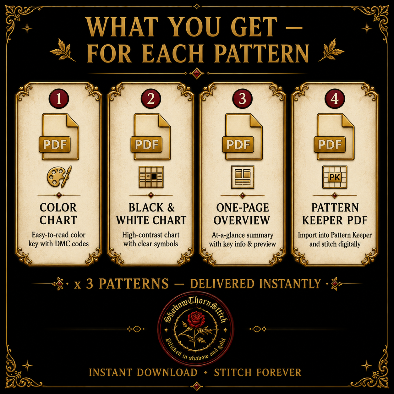 Gothic Owl cross stitch pattern bundle - 06-counted-cross-stitch-pattern-pdf