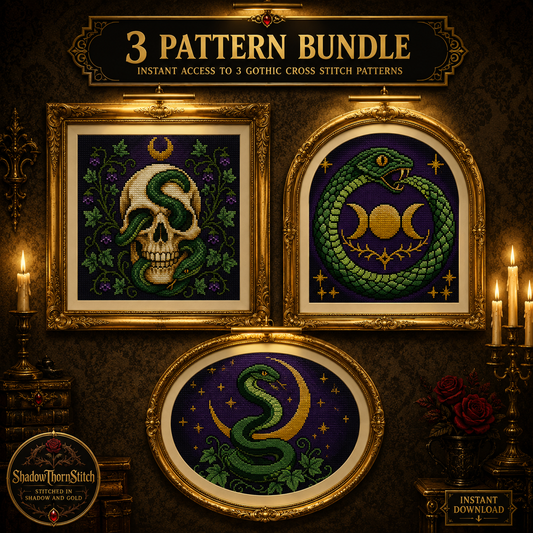 Gothic Snake cross stitch pattern bundle - 01-snake-cross-stitch-pattern-bundle