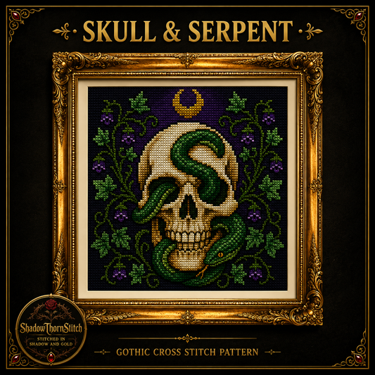 Gothic Snake cross stitch pattern bundle - 03-skull-serpent-cross-stitch-pattern