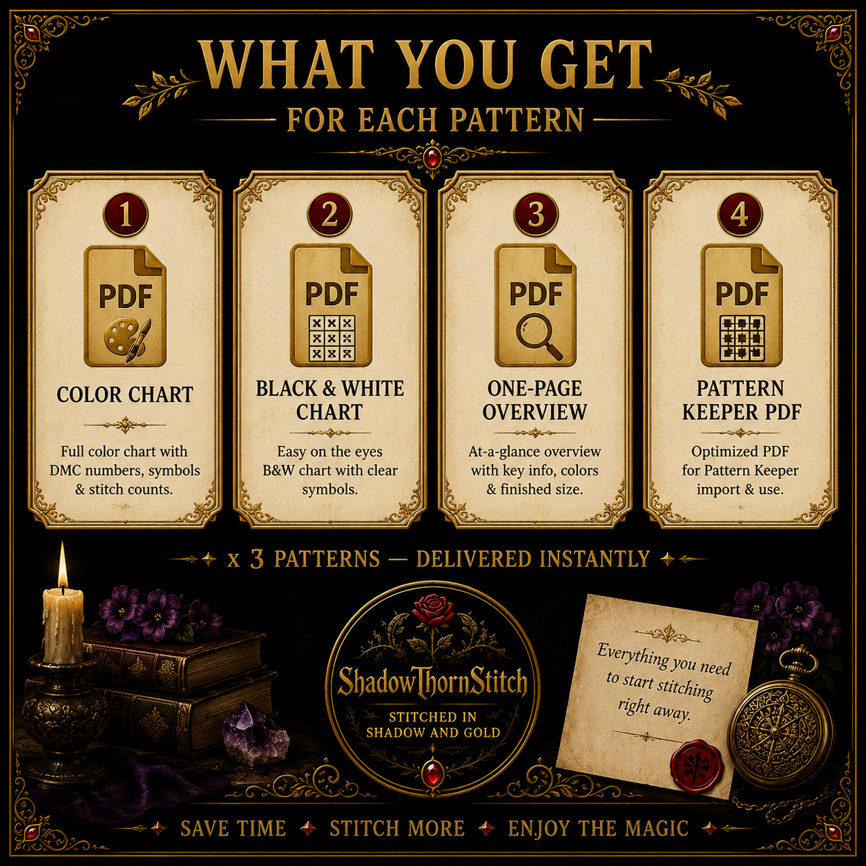 Gothic Snake cross stitch pattern bundle - 09-gothic-cross-stitch-pattern-pdf