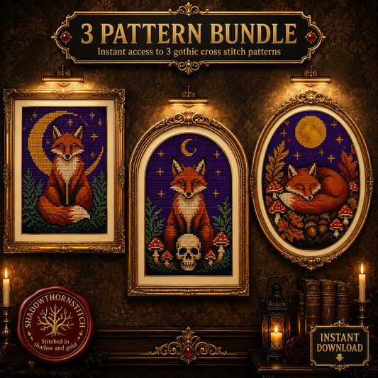 Gothic Fox cross stitch pattern bundle - 01-fox-cross-stitch-pattern-bundle