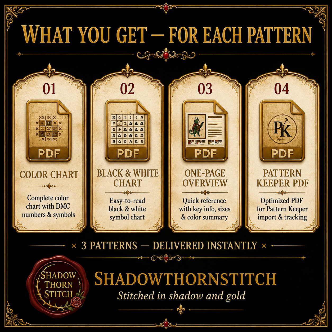 Medieval Cat cross stitch pattern bundle - 07-spooky-cat-cross-stitch-pdf