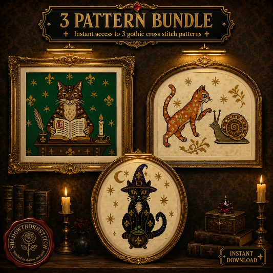 Medieval Cat cross stitch pattern bundle - 01-cat-cross-stitch-pattern-bundle