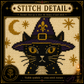 Medieval Cat cross stitch pattern bundle - 05-black-cat-cross-stitch-detail