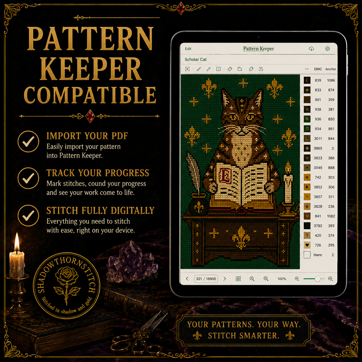 Medieval Cat cross stitch pattern bundle - 07-pattern-keeper-cat-cross-stitch