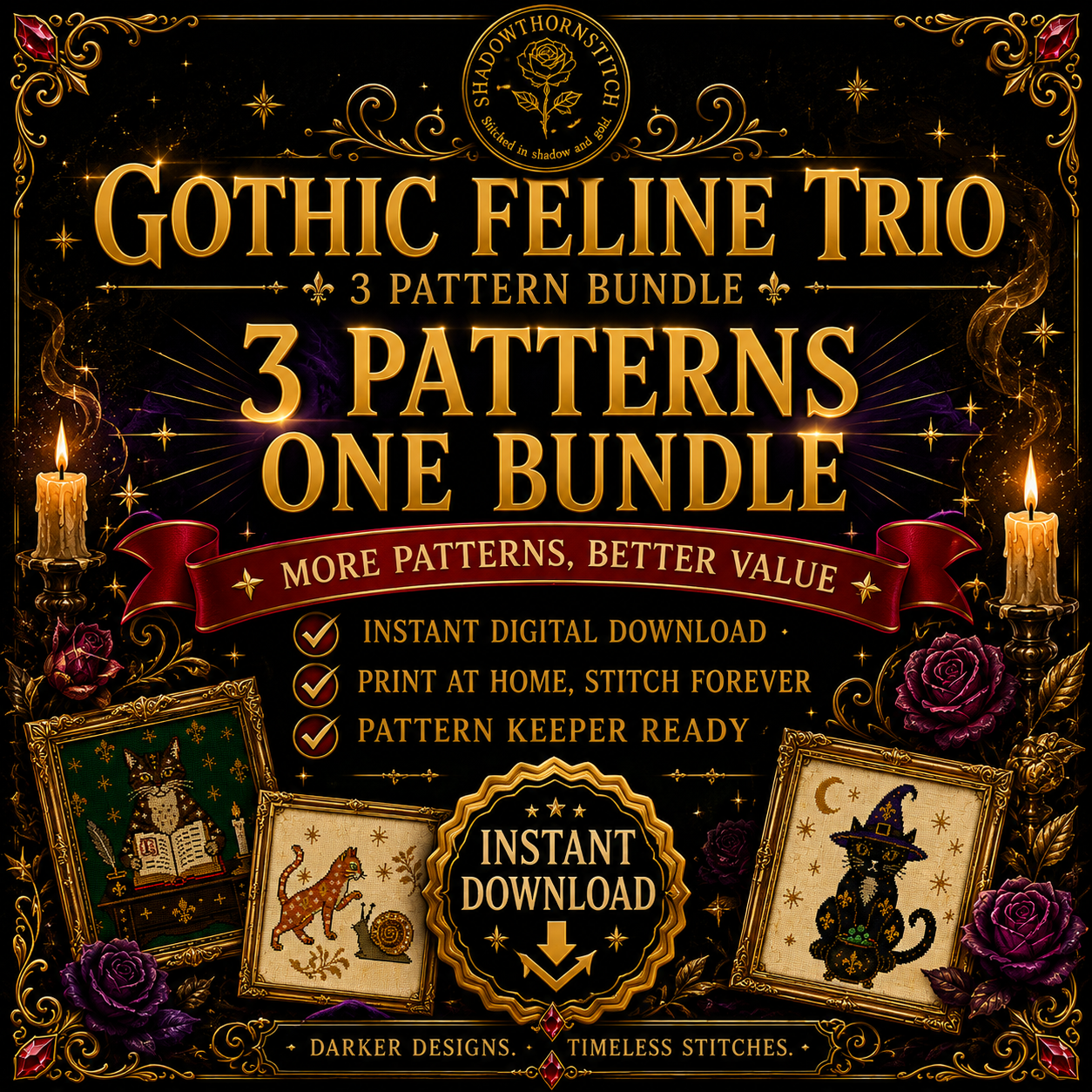 Medieval Cat cross stitch pattern bundle - 09-cross-stitch-bundle-medieval-cats