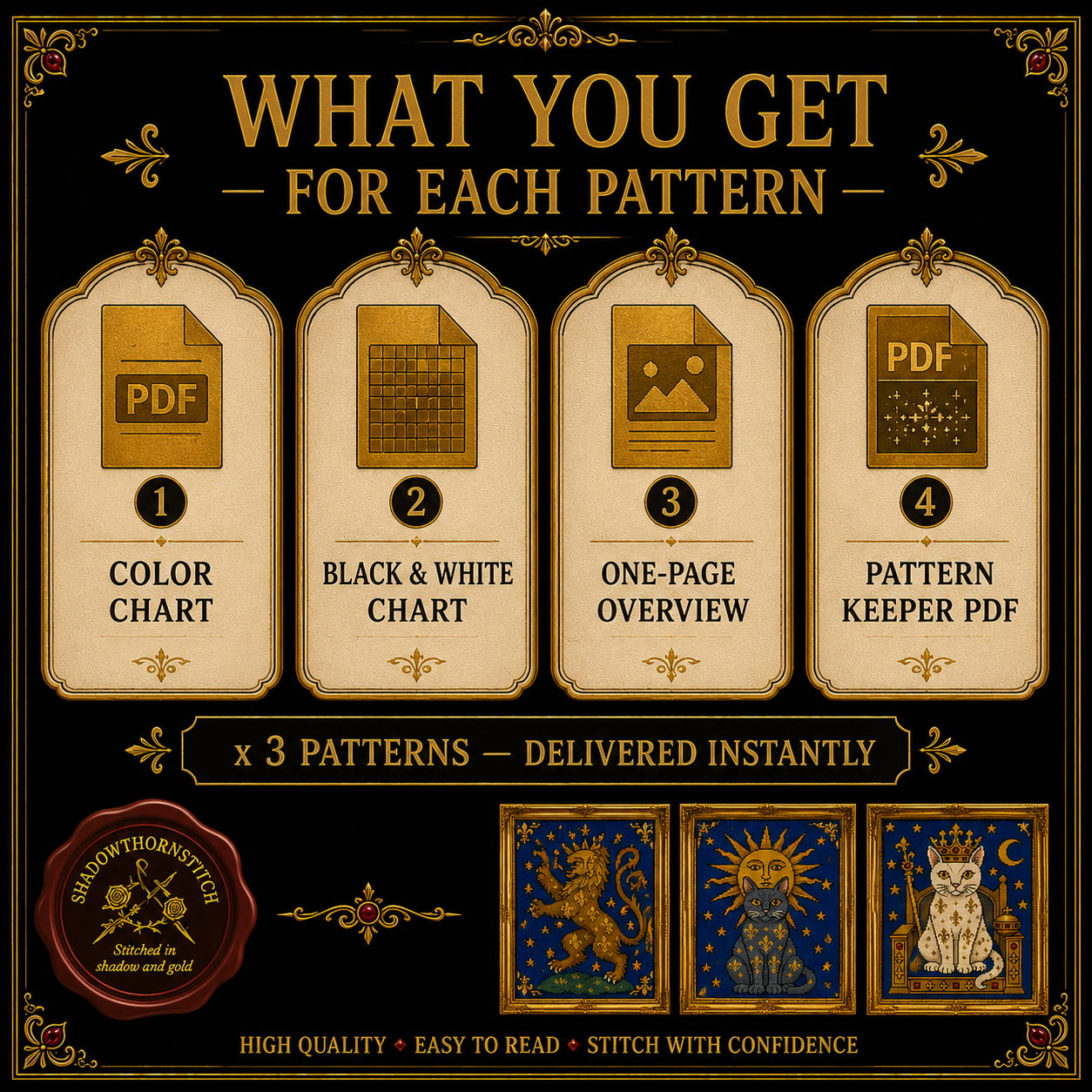 Medieval Cat cross stitch pattern bundle - 09-cat-cross-stitch-pdf-bundle