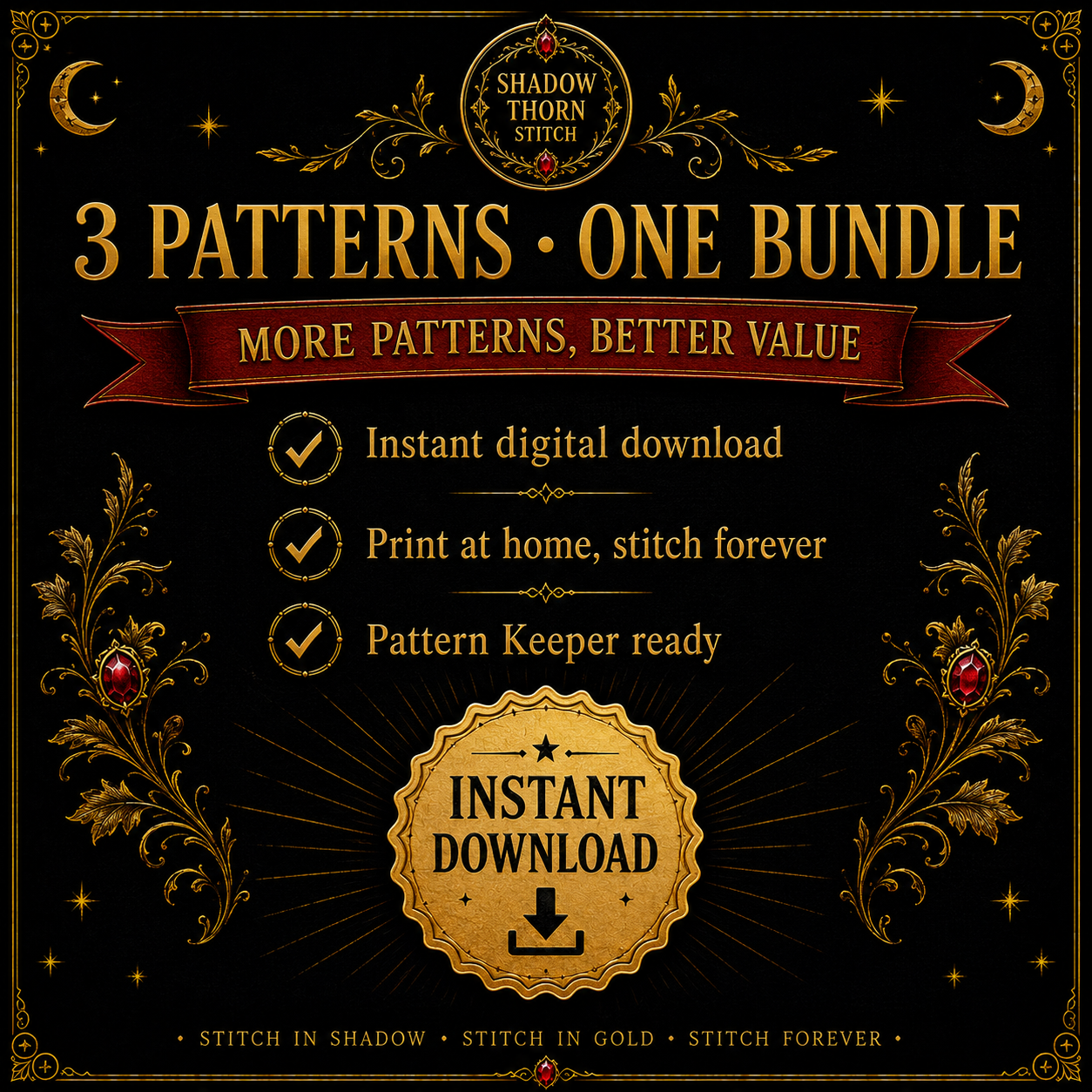 Gothic Moth cross stitch pattern bundle - 09-counted-cross-stitch-moth-pack