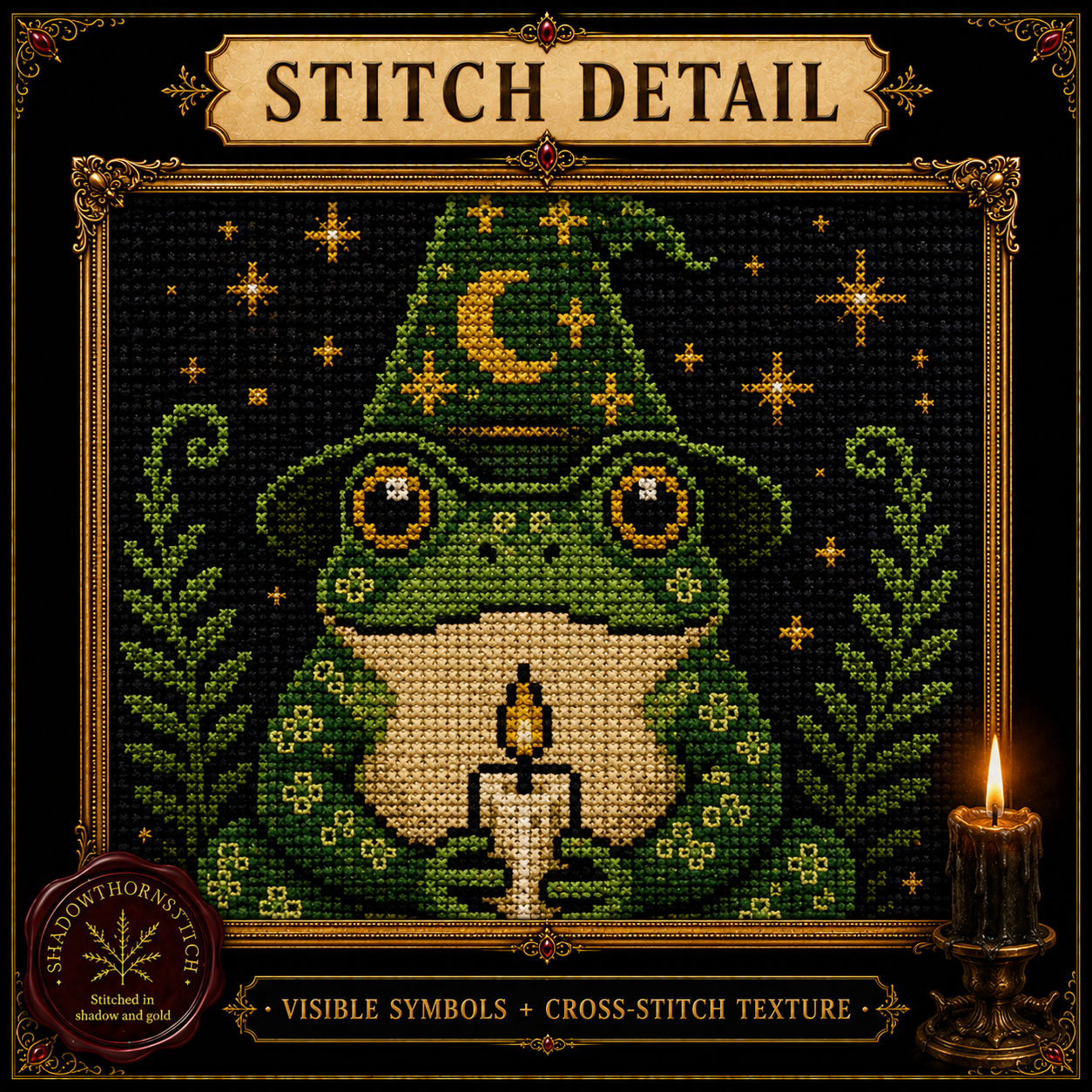 Gothic Frog cross stitch pattern bundle - 07-gothic-frog-cross-stitch-detail