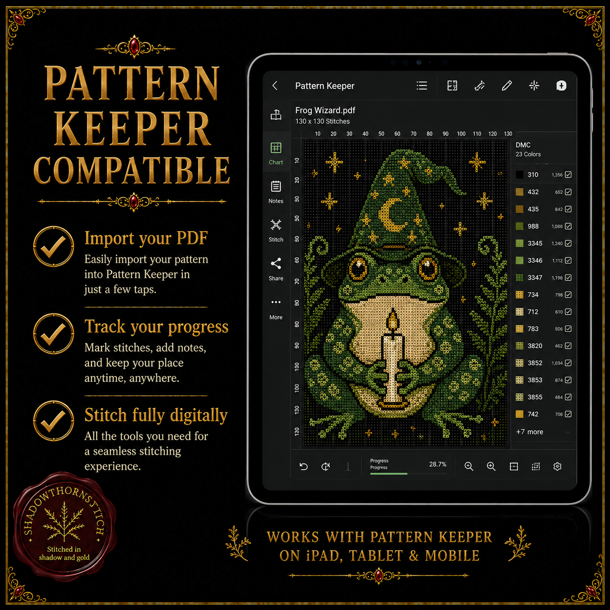 Gothic Frog cross stitch pattern bundle - 08-pattern-keeper-frog-cross-stitch