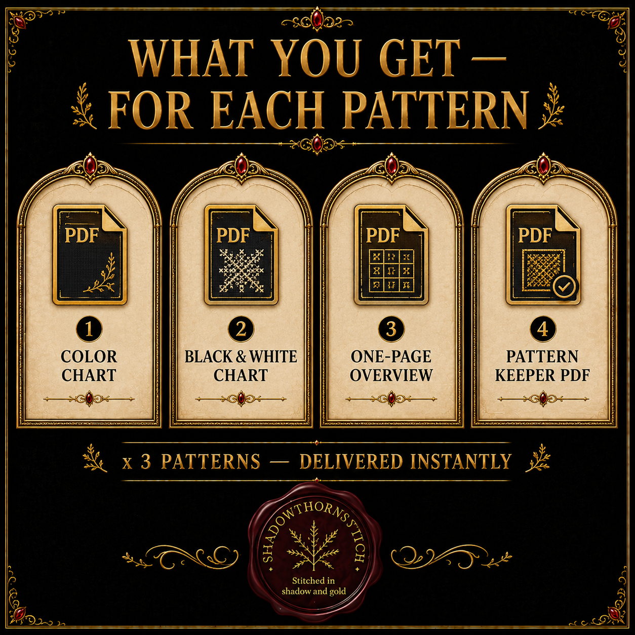 Gothic Frog cross stitch pattern bundle - 10-frog-cross-stitch-pdf-bundle