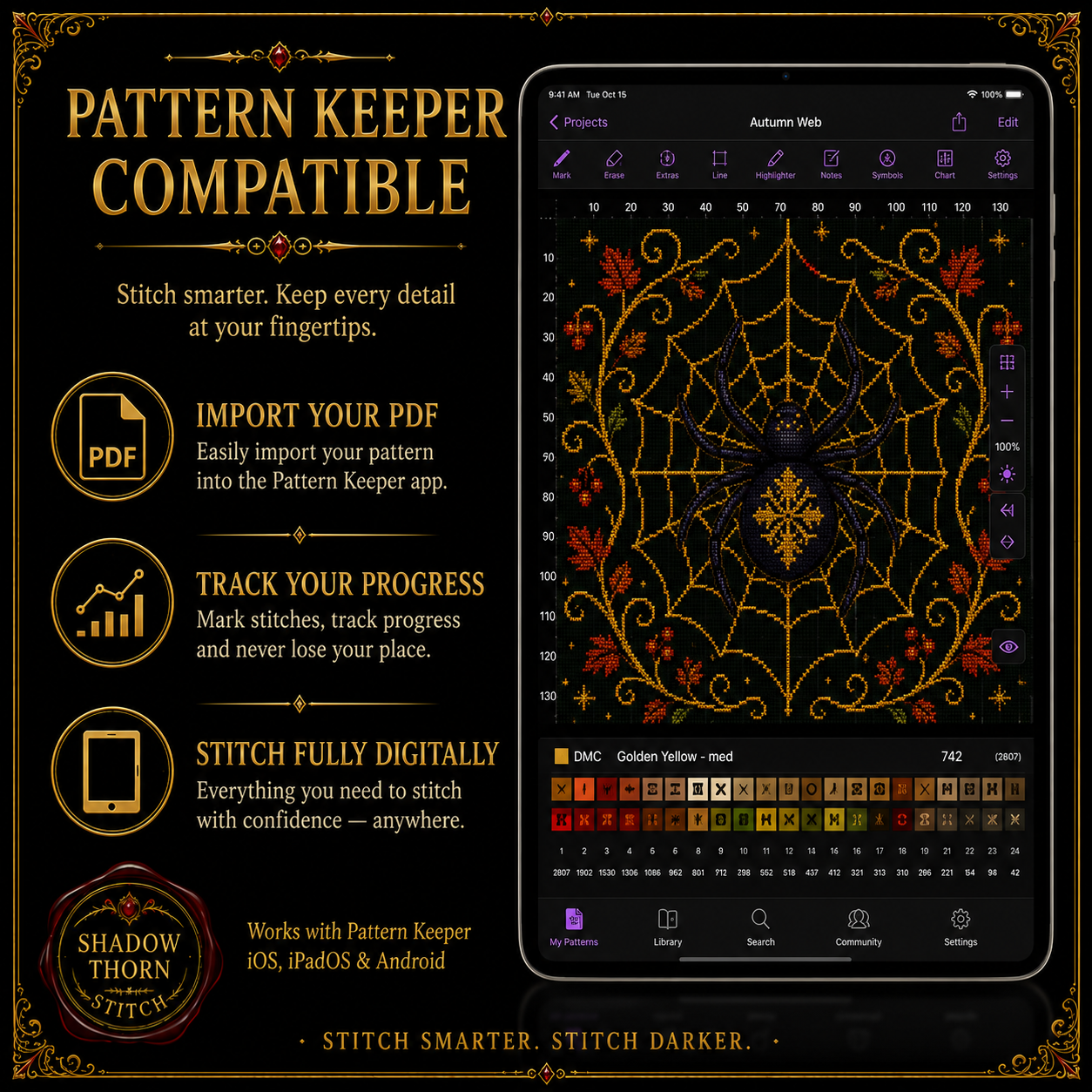 Gothic Spider cross stitch pattern bundle - 08-cross-stitch-pdf-pattern