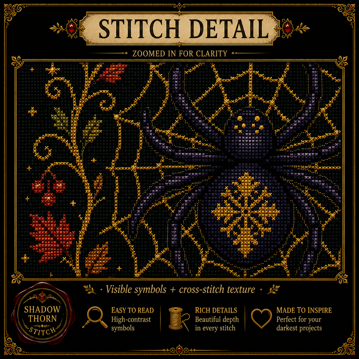 Gothic Spider cross stitch pattern bundle - 09-spooky-cross-stitch-chart