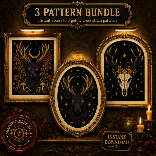 Gothic Stag cross stitch pattern bundle - 01-stag-cross-stitch-pattern-bundle
