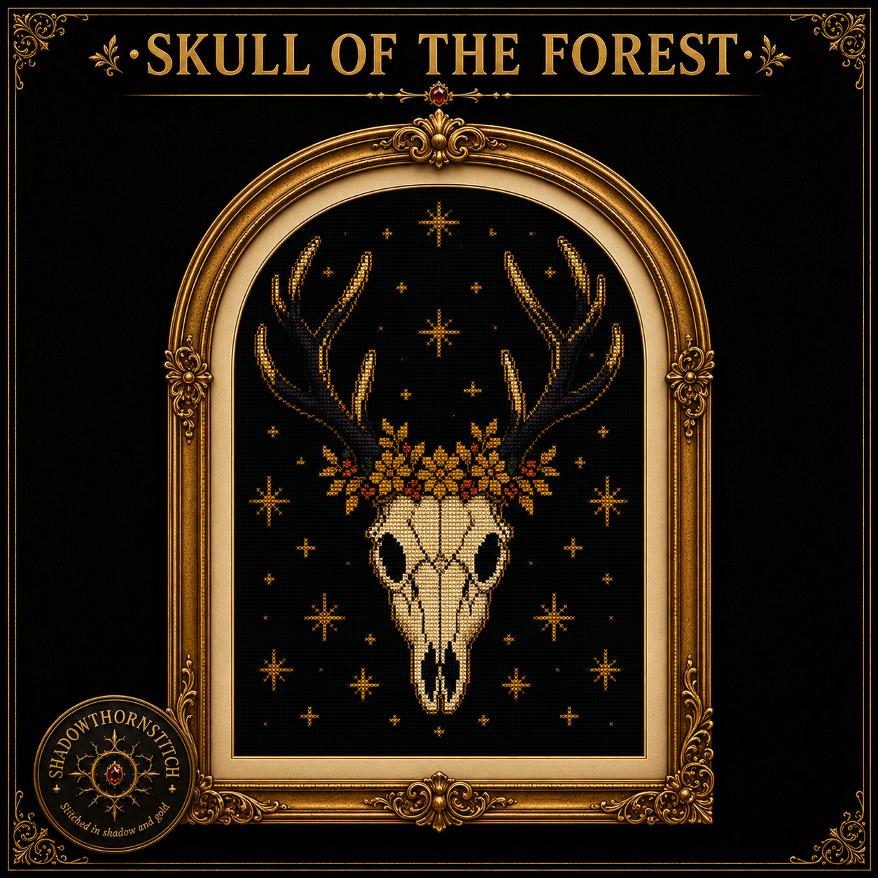 Gothic Stag cross stitch pattern bundle - 04-woodland-cross-stitch-chart