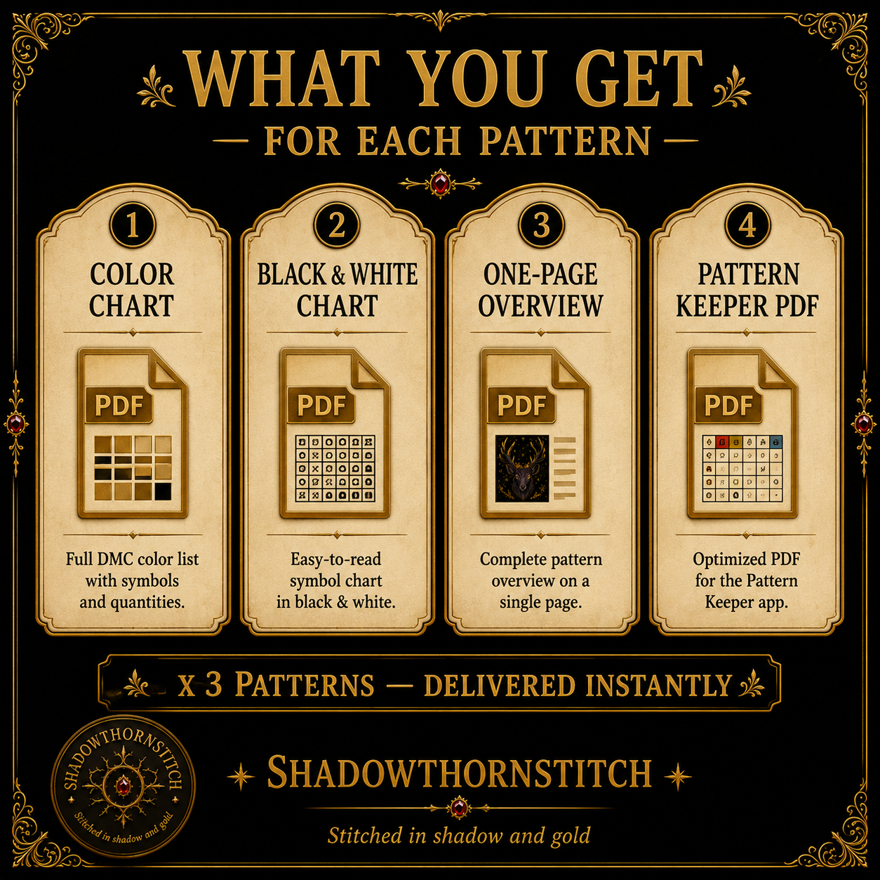 Gothic Stag cross stitch pattern bundle - 06-counted-cross-stitch-bundle
