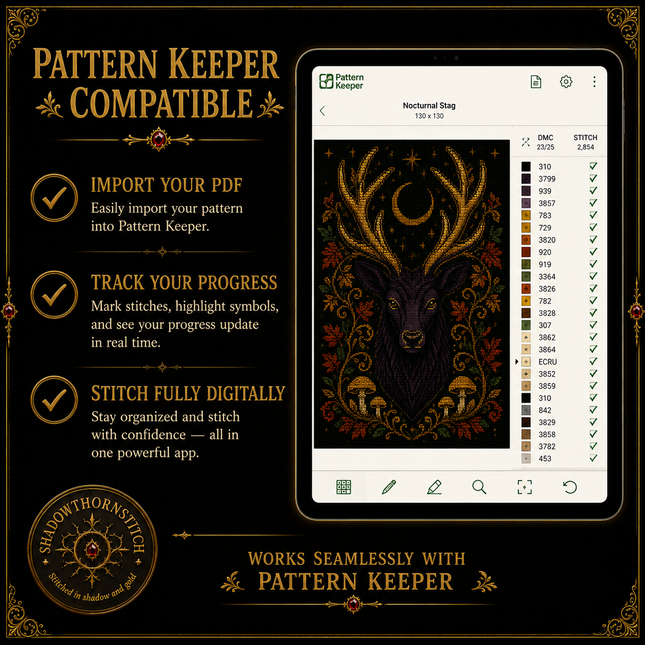 Gothic Stag cross stitch pattern bundle - 07-witchy-cross-stitch-pattern