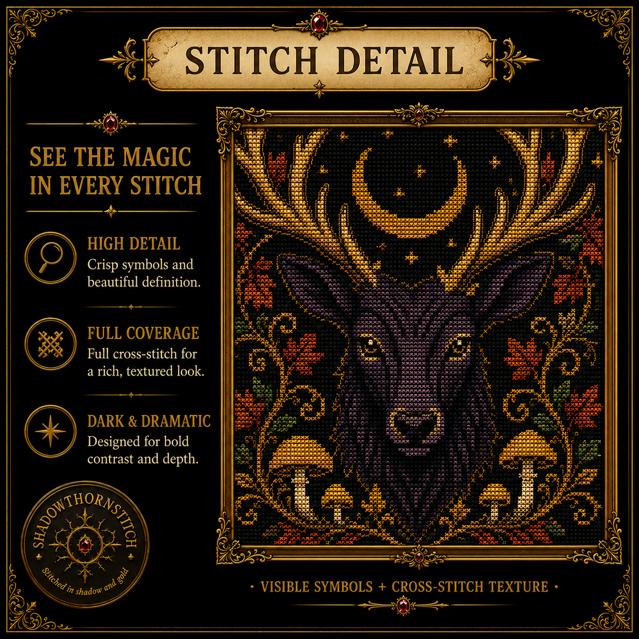 Gothic Stag cross stitch pattern bundle - 08-forest-cross-stitch-chart