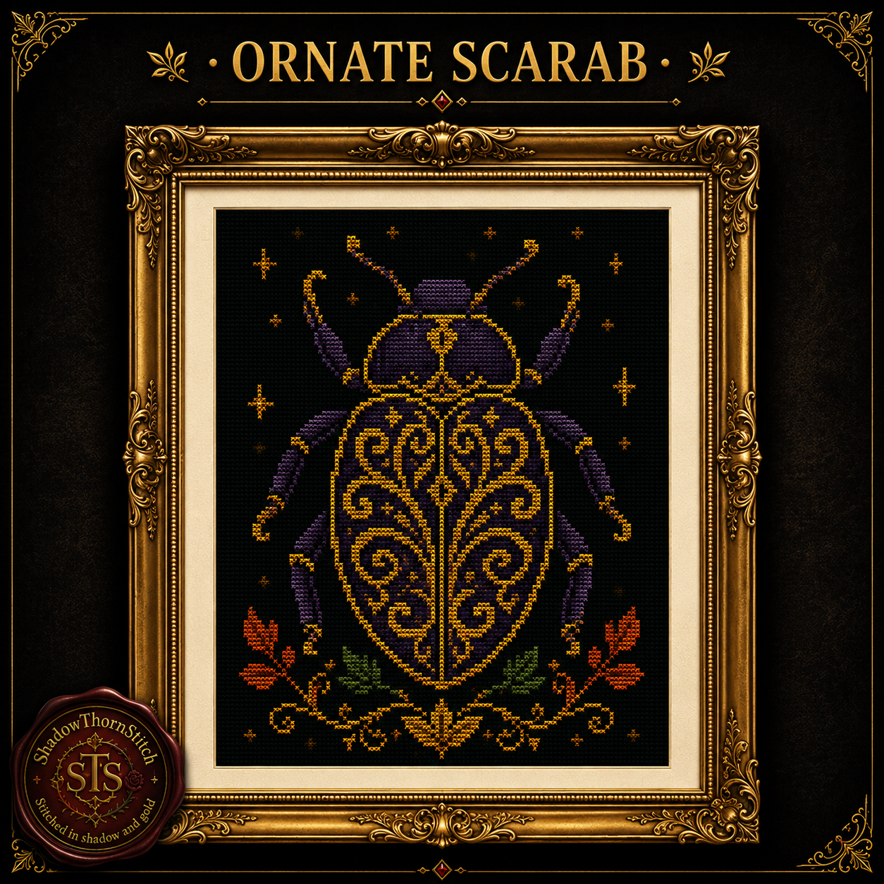 Gothic Beetle cross stitch pattern bundle - 03-scarab-cross-stitch-pattern