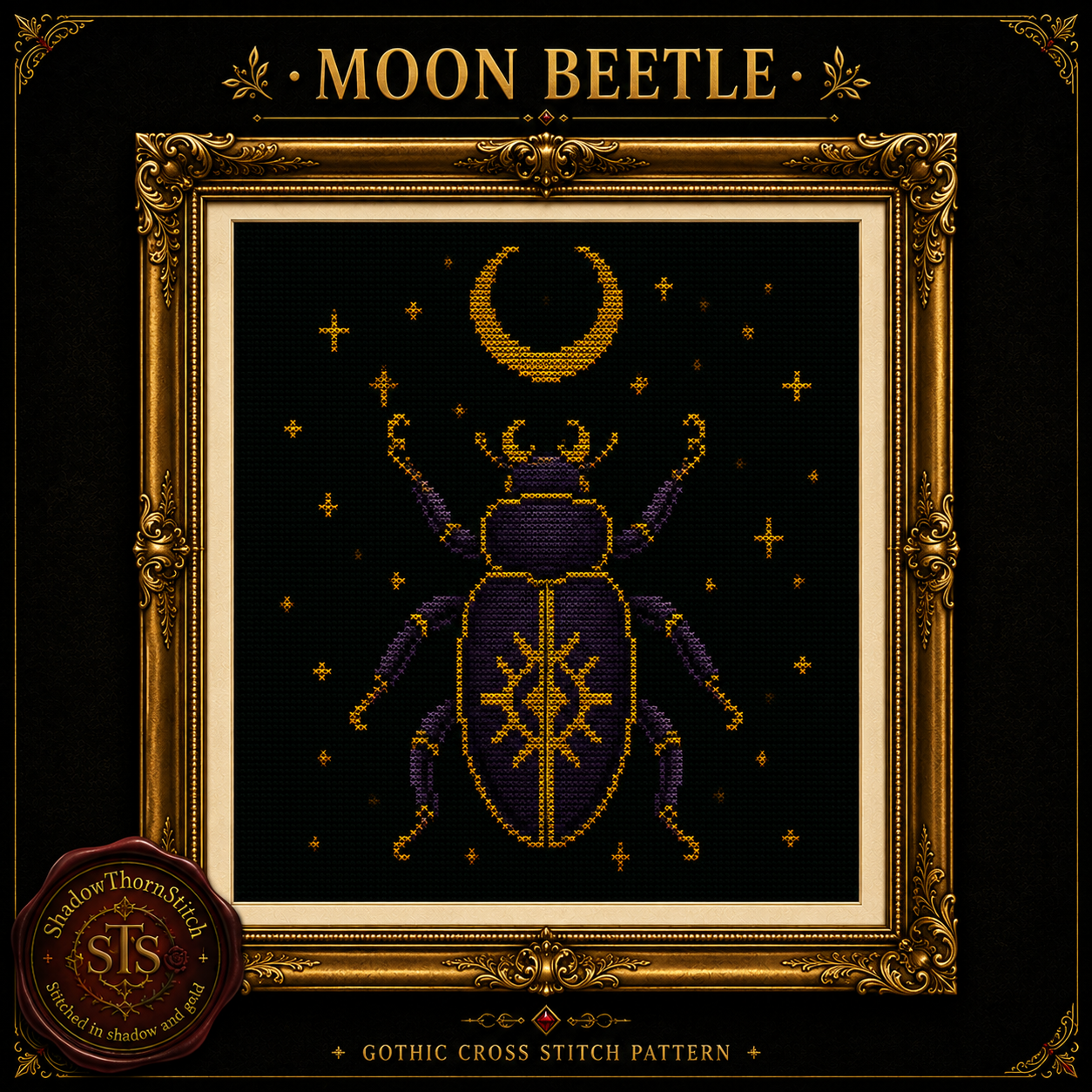 Gothic Beetle cross stitch pattern bundle - 04-insect-cross-stitch-chart
