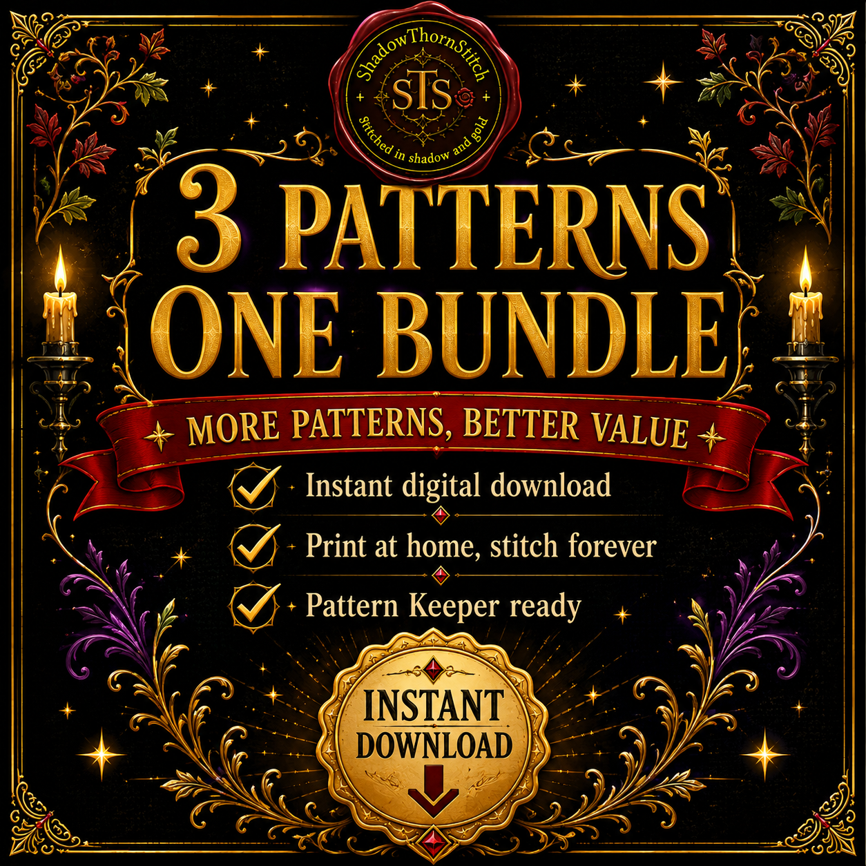 Gothic Beetle cross stitch pattern bundle - 09-counted-cross-stitch-bundle