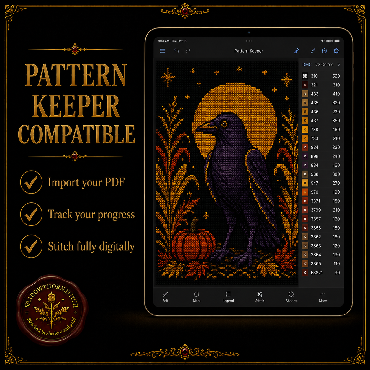 Gothic Crow cross stitch pattern bundle - 07-counted-cross-stitch-pattern