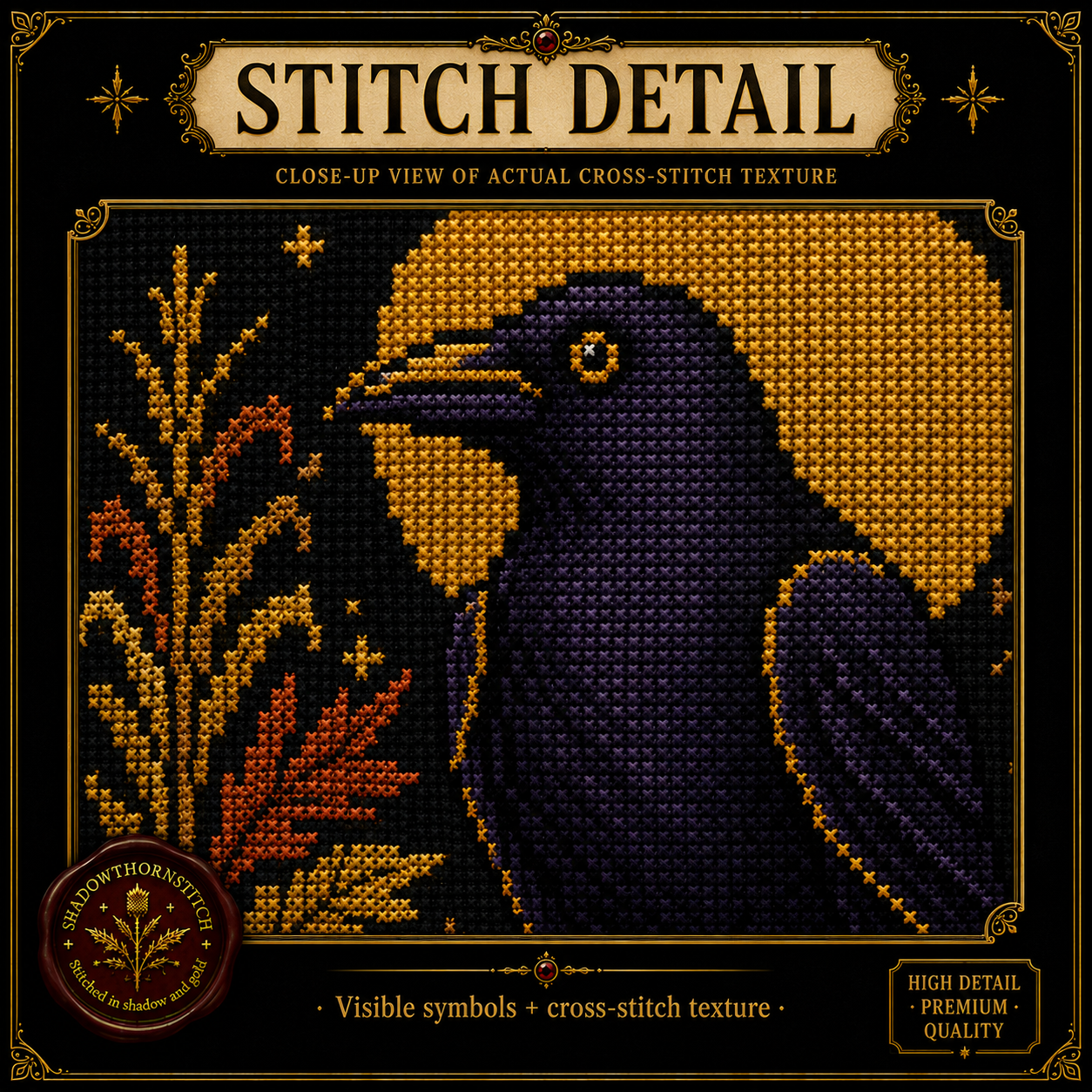 Gothic Crow cross stitch pattern bundle - 08-witchy-cross-stitch-crow
