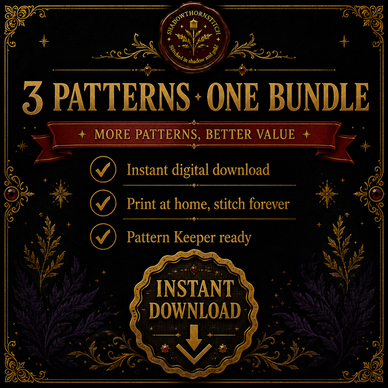 Gothic Crow cross stitch pattern bundle - 09-cross-stitch-pattern-pack