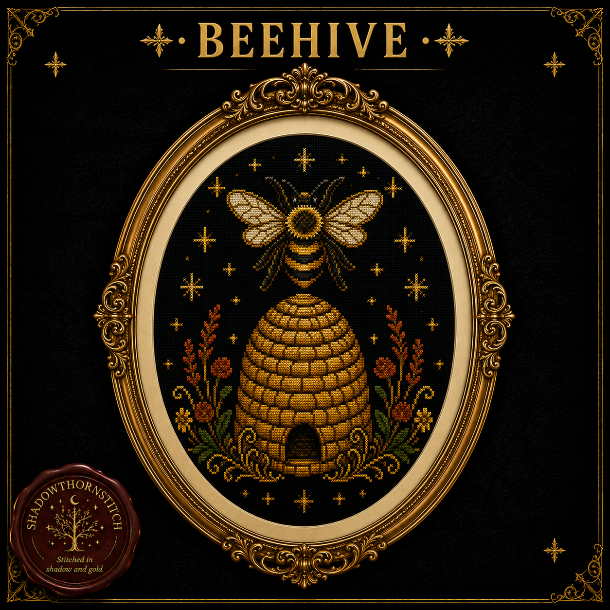 Gothic Bee cross stitch pattern bundle - 05-honey-bee-cross-stitch