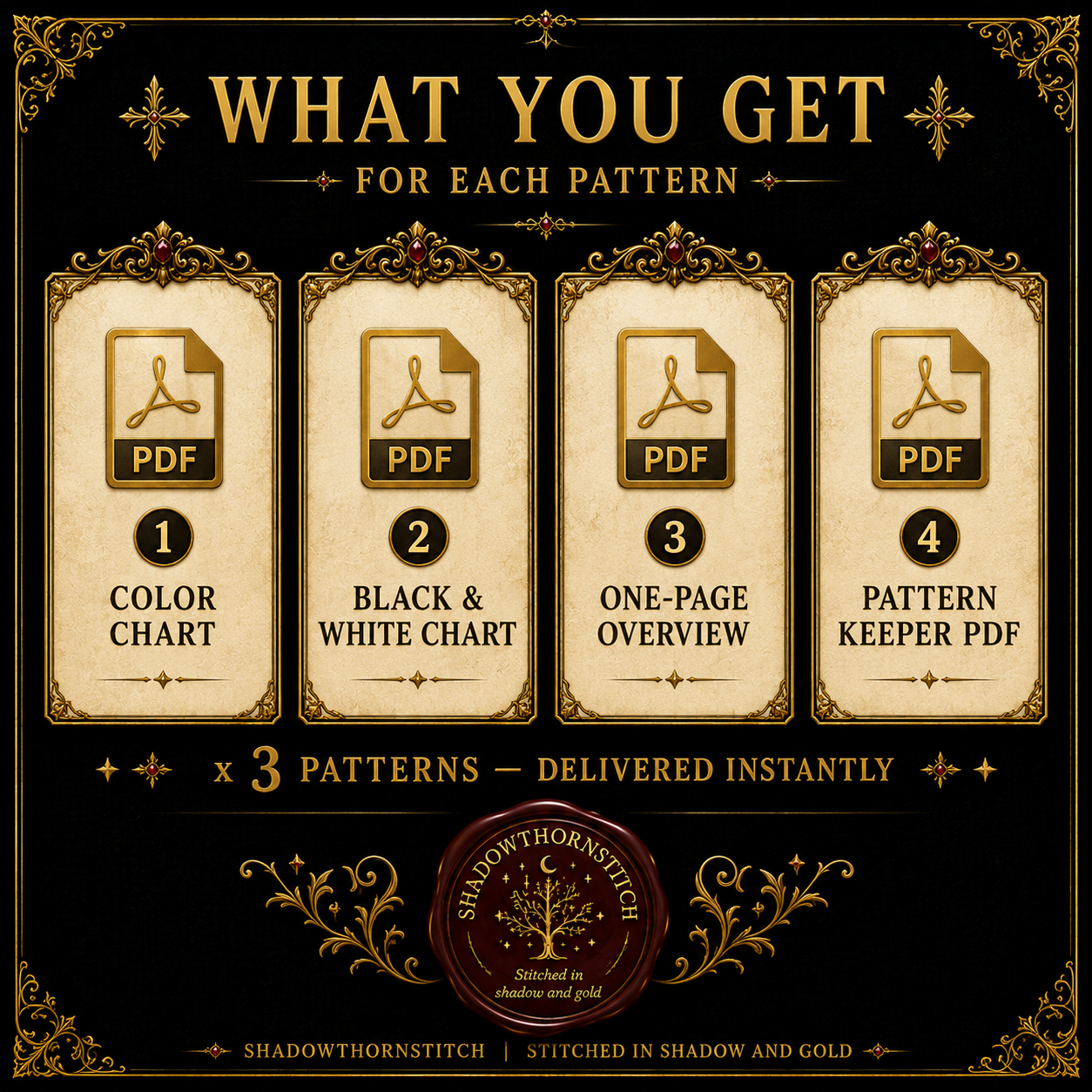 Gothic Bee cross stitch pattern bundle - 07-counted-cross-stitch-pattern