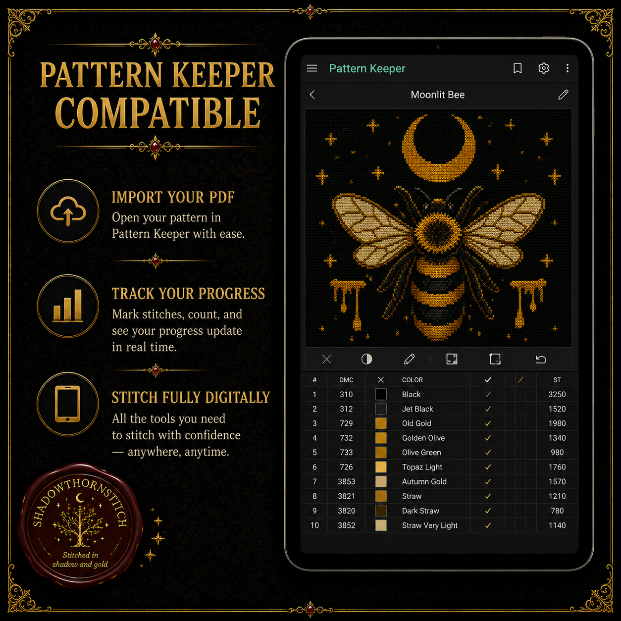 Gothic Bee cross stitch pattern bundle - 08-cross-stitch-pattern-pack