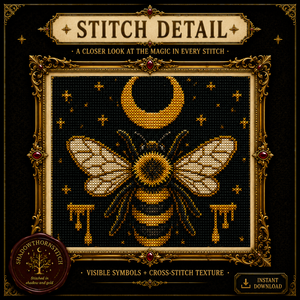 Gothic Bee cross stitch pattern bundle - 09-witchy-cross-stitch-bee