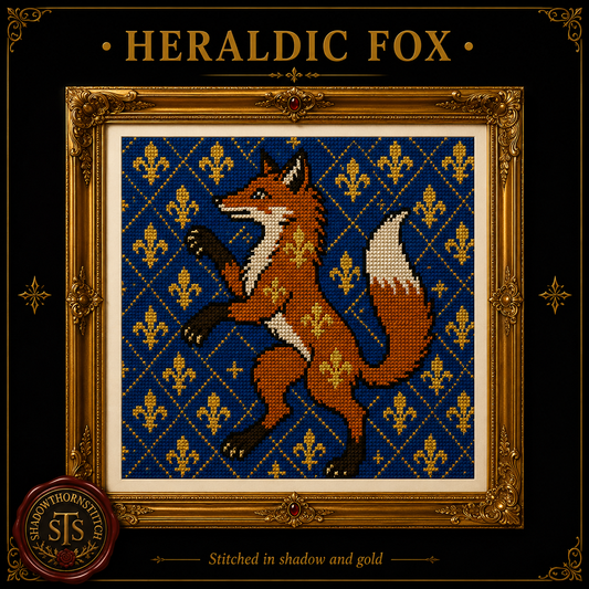 Medieval Fox cross stitch pattern bundle - 03-heraldic-fox-cross-stitch