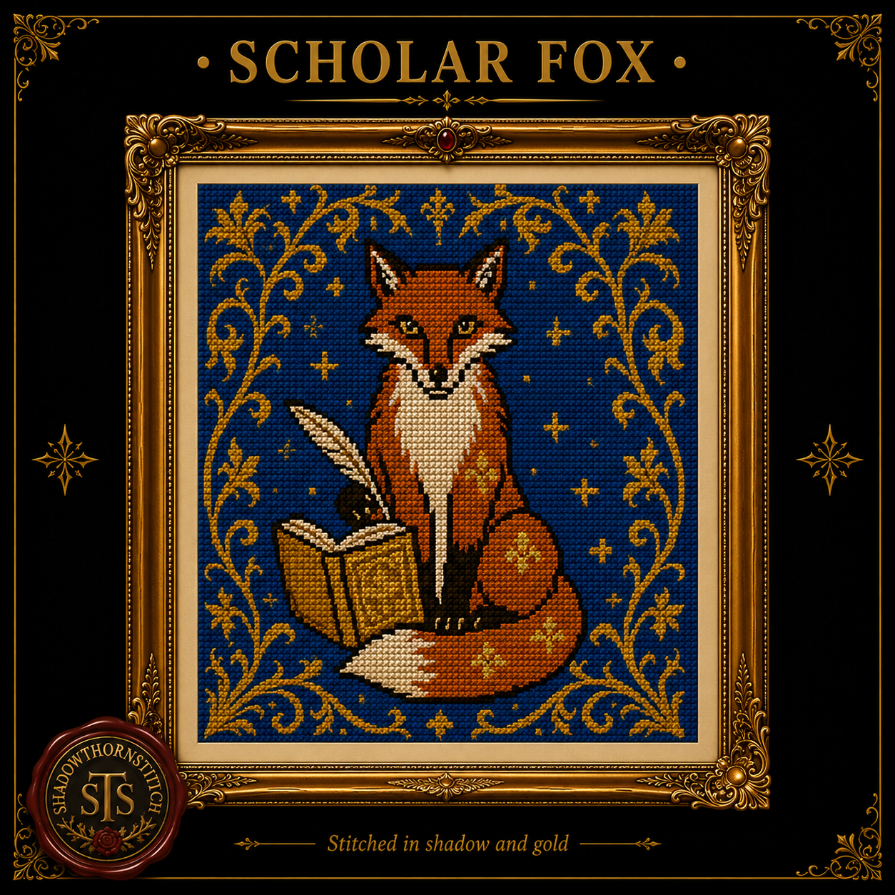 Medieval Fox cross stitch pattern bundle - 04-woodland-fox-cross-stitch
