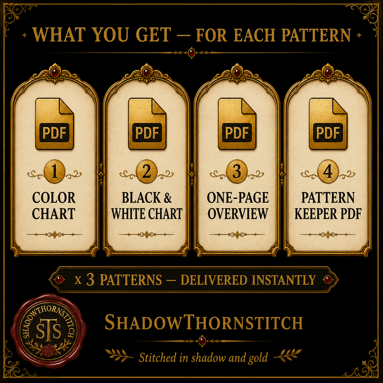 Medieval Fox cross stitch pattern bundle - 06-counted-cross-stitch-pattern