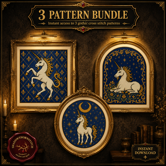 Medieval Unicorn cross stitch pattern bundle - 01-unicorn-cross-stitch-pattern-bundle