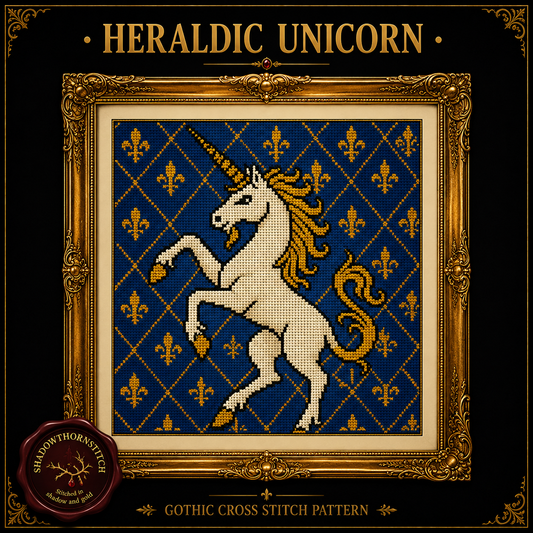 Medieval Unicorn cross stitch pattern bundle - 03-heraldic-unicorn-cross-stitch