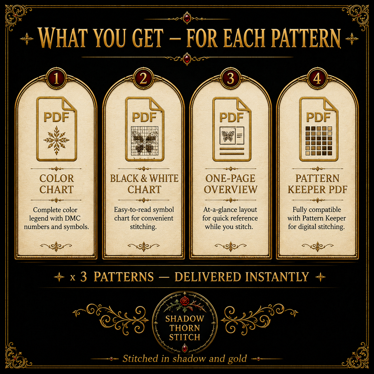 Gothic Butterfly cross stitch pattern bundle - 06-counted-cross-stitch-pattern