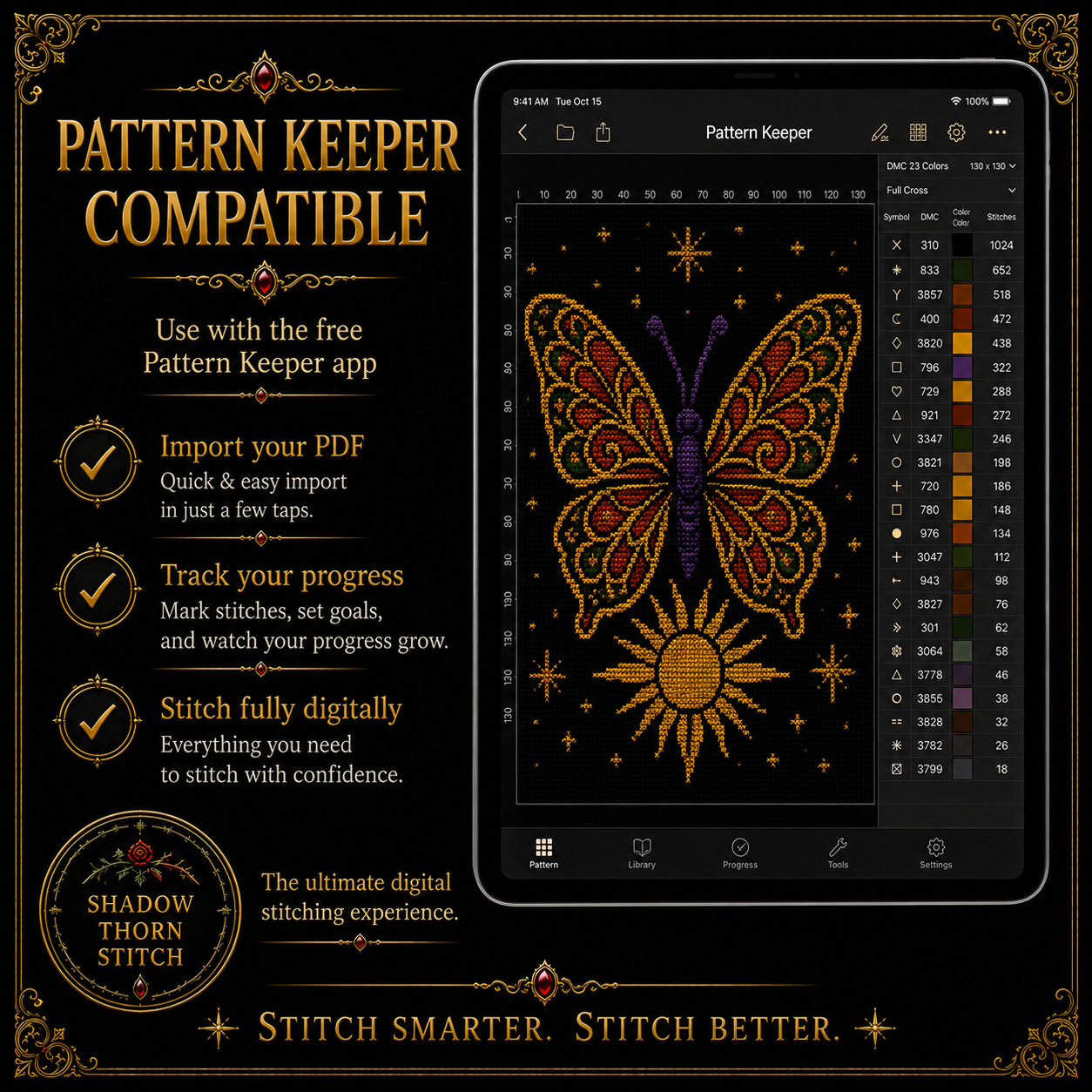 Gothic Butterfly cross stitch pattern bundle - 08-cross-stitch-pattern-pack