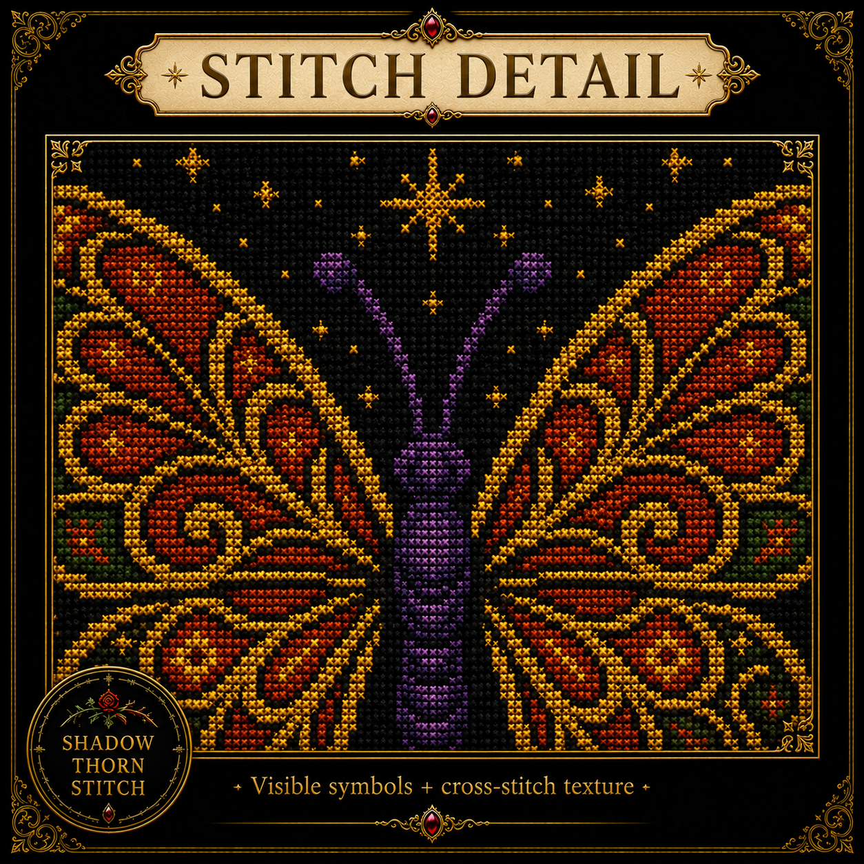 Gothic Butterfly cross stitch pattern bundle - 09-witchy-butterfly-cross-stitch