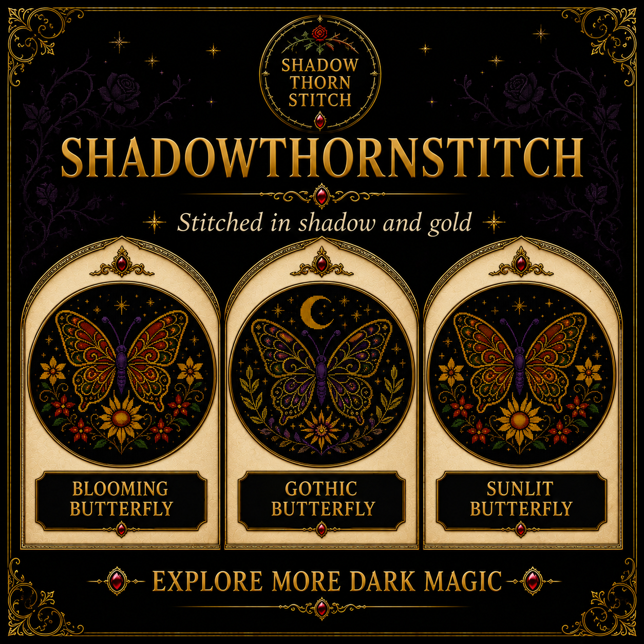 Gothic Butterfly cross stitch pattern bundle - 10-celestial-butterfly-cross-stitch